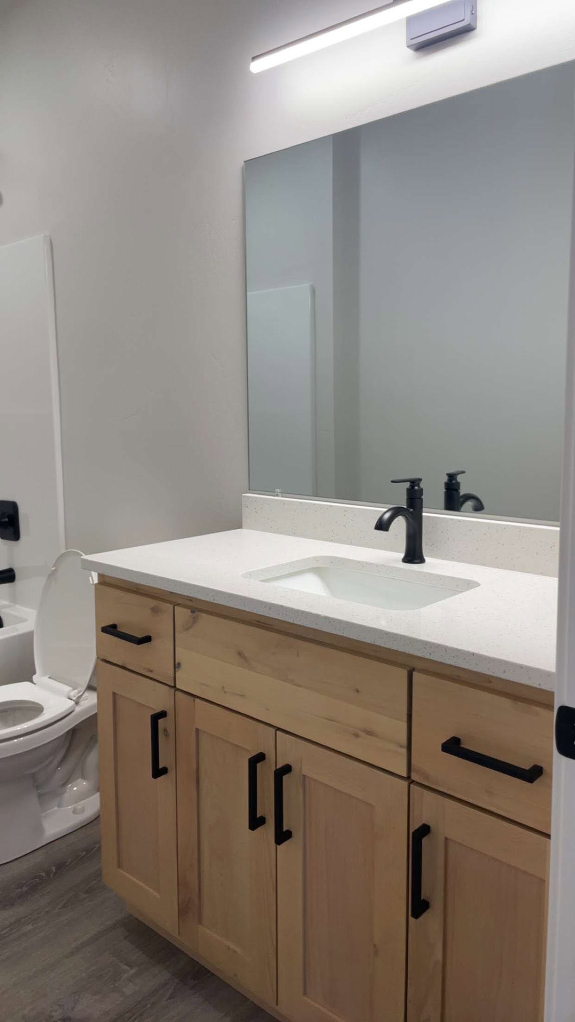 Spotless bathroom vanity after deep cleaning
